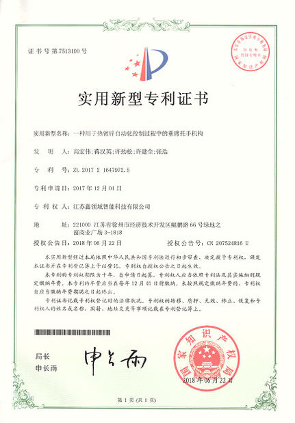 Cina Jiangsu XinLingYu Intelligent Technology Co., Ltd. Sertifikasi